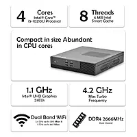 Intel i5-10210U Mini PC with Dual 4K Display, HDMI, USB 3.2 & Wi-Fi